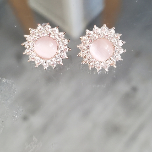 1 Ct Rose Quarts Vintage Elegant Pink Stud Earrings Moissonite Round Cut Sparkle - Picture 5 of 5